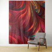 Tenture Tourbillon Abstrait rouge Iridescente (En situation)