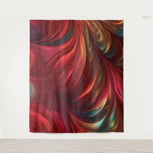 Tenture Tourbillon Abstrait rouge Iridescente (Devant)