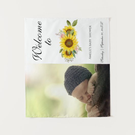 Tenture Tournesol Aquarelle rose Floral photo bébé (Devant)