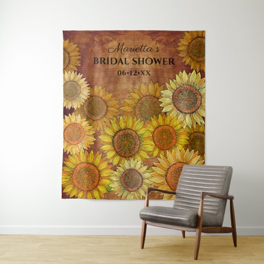 Tenture Tournesol Boho Rustique Fête des mariées personnal (En situation)