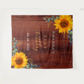 Tenture Tournesol d'anniversaire bois brun rustique eucaly (Devant (Horizontal))
