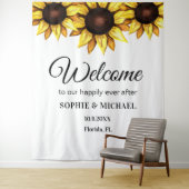 Tenture Tournesol Mariage photo Prop Jaune Blanc fond (En situation)