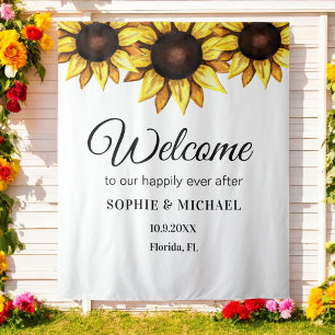 Tenture Tournesol Mariage photo Prop Jaune Blanc fond
