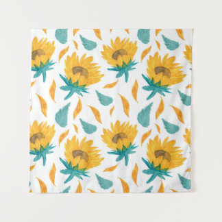 Tenture Tournesols à l'aquarelle : Impression botanique es