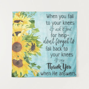 Tenture Tournesols avec Citation de prière inspirante—Foi
