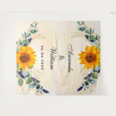 Tenture Tournesols de mariage eucalyptus verdure noms (Devant (Horizontal))