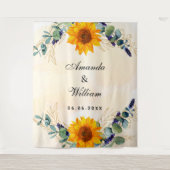 Tenture Tournesols de mariage eucalyptus verdure noms (Devant)