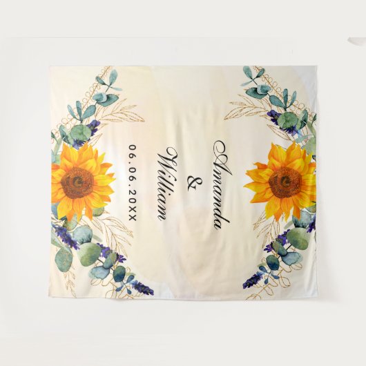 Tenture Tournesols mariages eucalyptus noms de verdure (Devant (Horizontal))