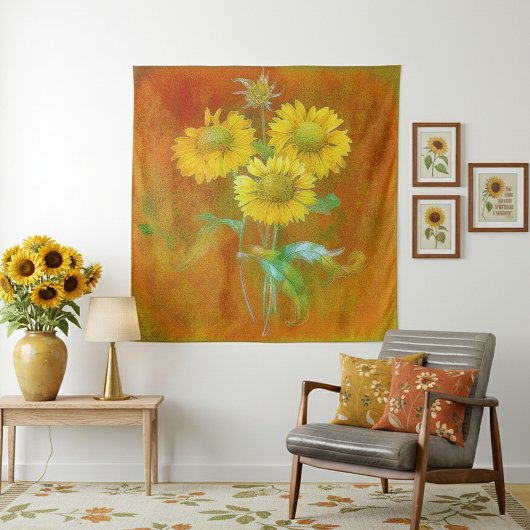 Tenture Tournesols peints doux
