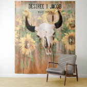 Tenture Tournesols rustiques crâne de taureau Photobooth o (En situation)