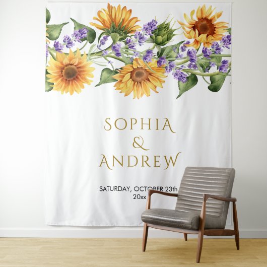 Tenture Tournesols rustiques & Mariage Lavander (En situation)