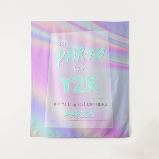Tenture TOUT âge Y2K anniversaire iridescendance arc-en-ci (Devant)