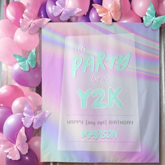 Tenture TOUT âge Y2K anniversaire iridescendance arc-en-ci