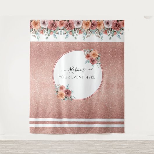 Tenture Tout événement, fond photographique floral rose do (Devant)