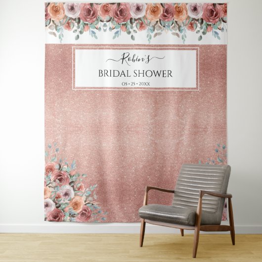 Tenture Tout événement, fond photographique floral rose do (En situation)