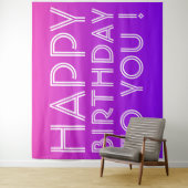 Tenture Tout Nom Modifiable Joyeux Anniversaire Rose Viole (En situation)