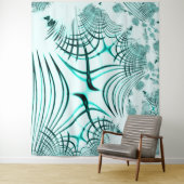 Tenture Trace courbée cyan aqua croisée sur arrière - plan (En situation)