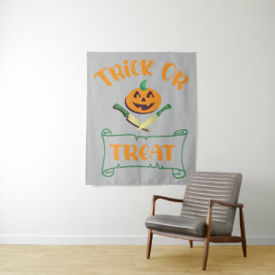 Tenture Tracer ou traiter les os croisés Halloween visage 