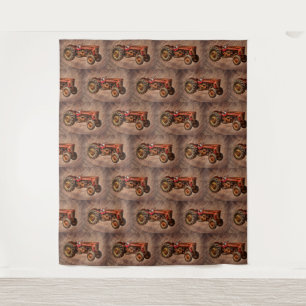 Tenture Tracteur rouge antique