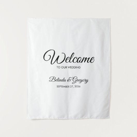 Tenture Traditional Script Welcome Wedding Fabric Sign (Devant)