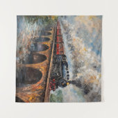 Tenture Train à vapeur sur un pont - Peinture à l'huile (Devant (Horizontal))