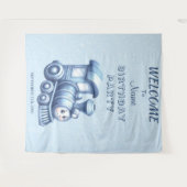 Tenture Train bleu Anniversaire de la fête (Devant (Horizontal))