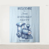 Tenture Train bleu Anniversaire de la fête (Devant)