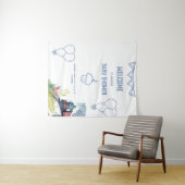 Tenture Train Bleu Ballons Garçon Baby Shower Fantaisiste (En situation (horizontale))