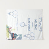 Tenture Train Bleu Ballons Garçon Baby Shower Fantaisiste (Devant (Horizontal))