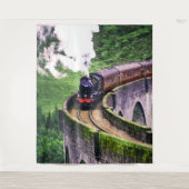 Tenture Train de locomotives sur le pont (Devant)