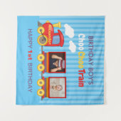 Tenture Train Jouet Anniversaire Garçon Bleu Tout-Petit (Devant (Horizontal))