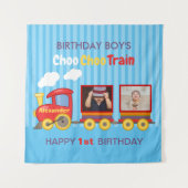 Tenture Train Jouet Garçon Anniversaire Bleu (Devant)