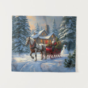 Tenture Traîneau à un cheval de Noël de Santa