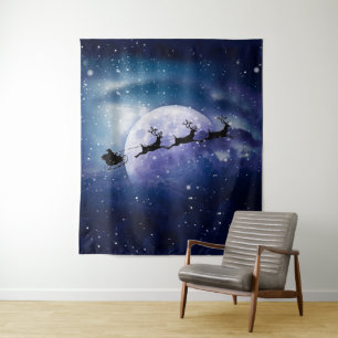 Tenture Traîneau du Père Noël Galaxie Fantastique Ciel d