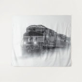 Tenture Trains de train noir et blanc (Devant (Horizontal))