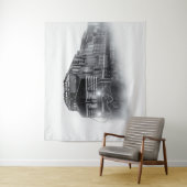 Tenture Trains de train noir et blanc (En situation)