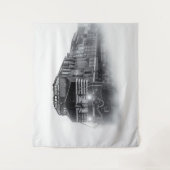 Tenture Trains de train noir et blanc (Devant)