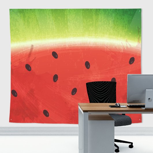 Tenture Tranche de pastèque géante à l'aquarelle mignonne