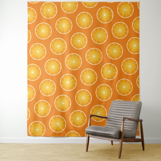 Tenture Tranches de fruit jaune orange juteux cool Mur (En situation)