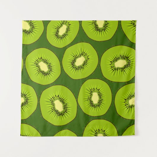 Tenture Tranches de fruits Kiwi : vert foncé. (Devant)