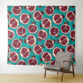 Tenture Tranches de grenade sur turquoise (En situation (horizontale))