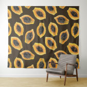 Tenture Tranches de Papaya sur brun foncé (En situation (horizontale))