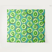 Tenture Tranches Kiwi sur turquoise (Devant (Horizontal))