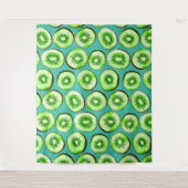 Tenture Tranches Kiwi sur turquoise (Devant)