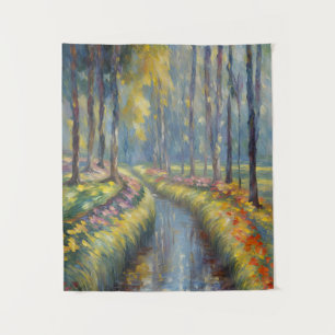 Tenture Tranquil River Path Impressionniste Paysage Art