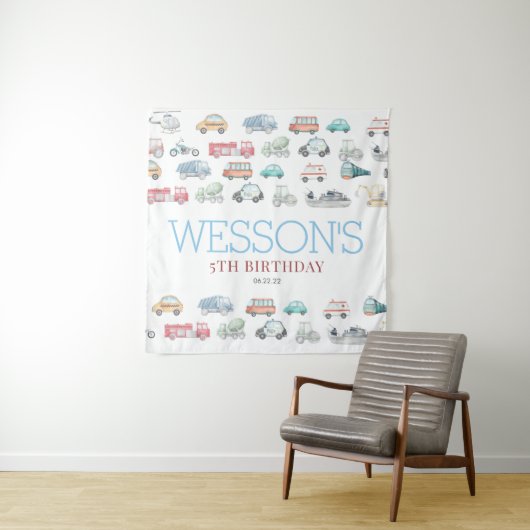 Tenture Transport Affiche de bienvenue d'anniversaire (En situation)