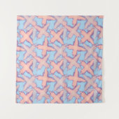 Tenture Traverse le patchwork sur le bleu. (Devant)