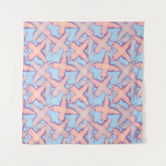 Tenture Traverse le patchwork sur le bleu. (Devant)