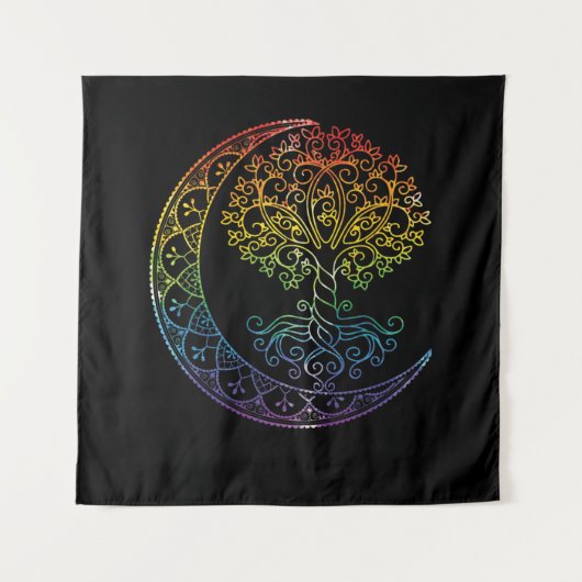 Tenture Tree of Life Cresent Moon Phases Mandala Yoga (Devant)