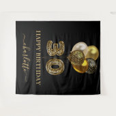 Tenture Trente ans nom écriture manuscrite léopard noir or (Devant (Horizontal))